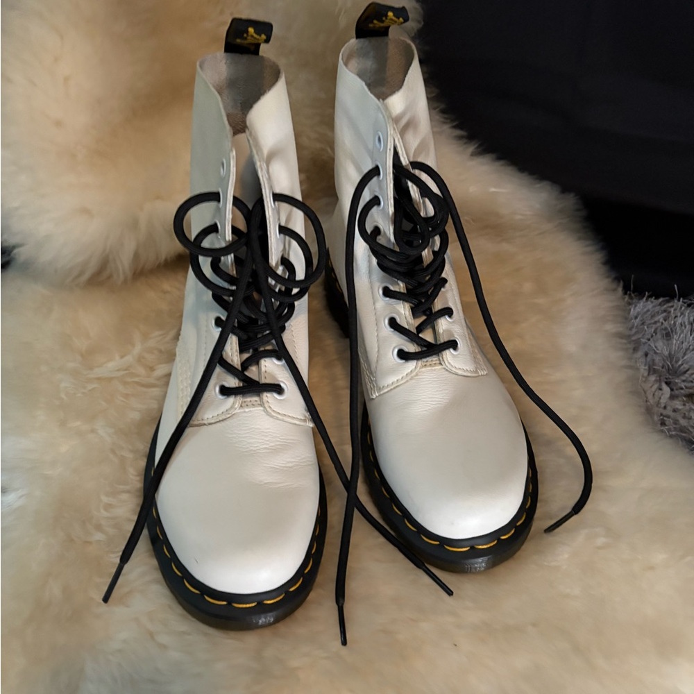 Dr. Martens White and Black Combat Boots